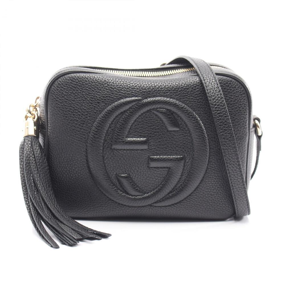Gucci Soho Disco Bag Interlocking GG Shoulder Leather Black